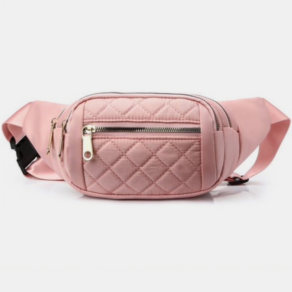 (Out of Stock) Black Quilted Multi Pocket Waist Belt Bag - Picture 7 of 8